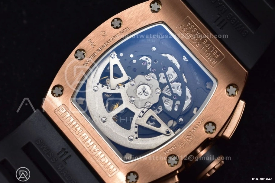 Strap Rubber Dial Best Chrono KVF RM011 1021 AllSeason Black A7750 RG on Black Edition Crystal V 1:1 1224